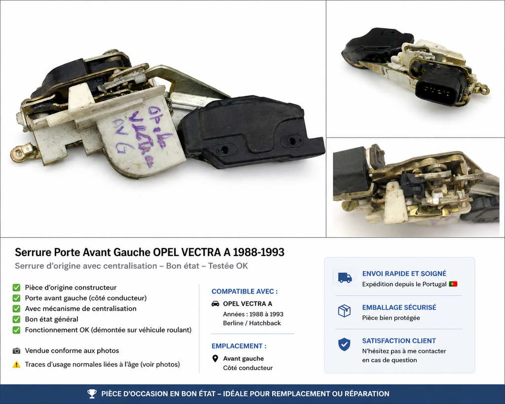Serrure de porte avant gauche OPEL VECTRA A 1988-1993 Origine Occasion