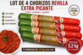 Lot 4x Chorizo Revilla Piquant Espagnol 1,3kg Idéal Apéro Tapas