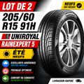 🛞 Lot de 2 pneus 205/60 R15 91H UNIROYAL RAINEXPERT 5 – Été – Neufs