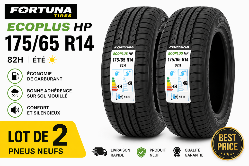2 PNEUS NEUFS 175/65 R14 82H FORTUNA ECOPLUS HP ÉTÉ LOW COST LIVRAISON RAPIDE