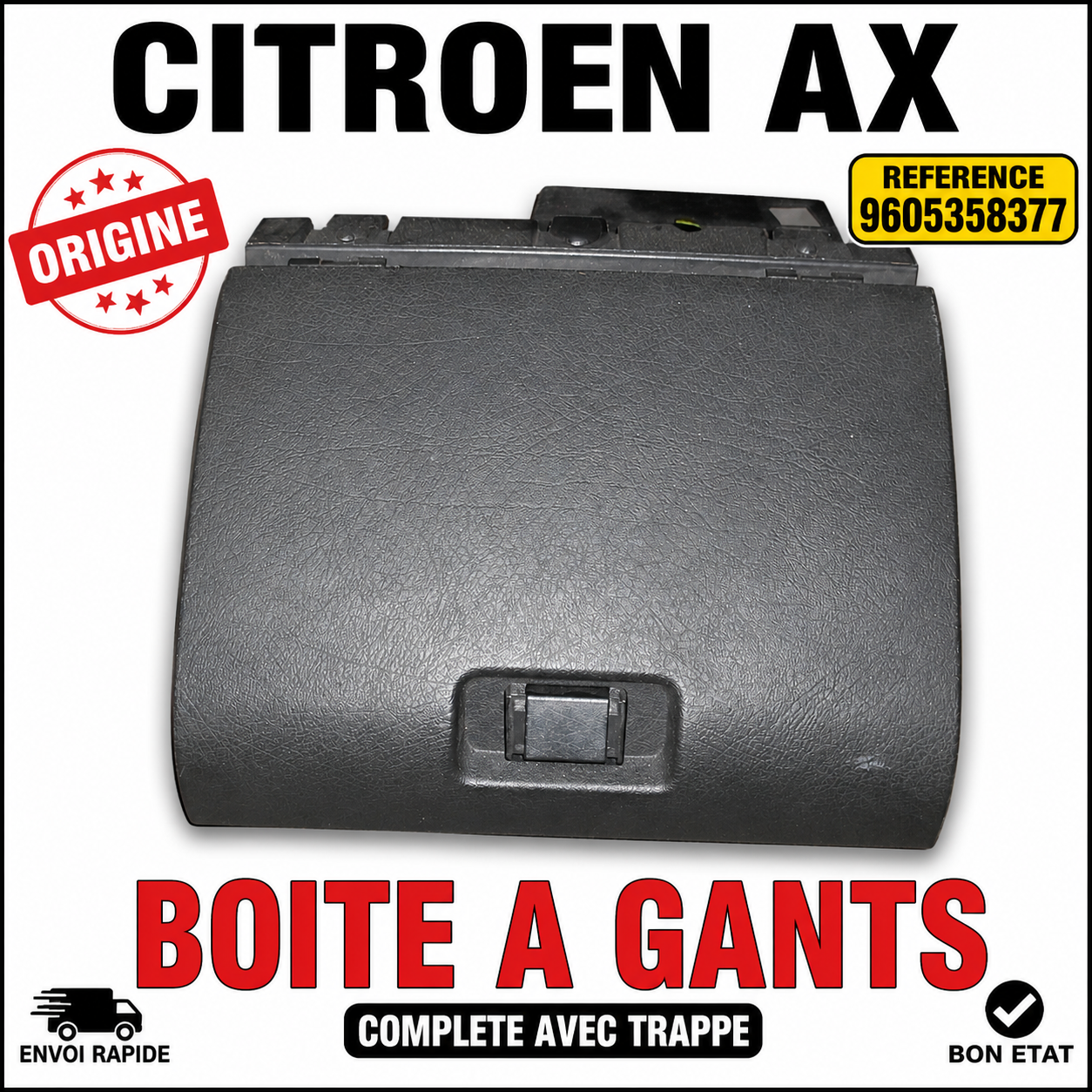 BOITE A GANTS CITROEN AX 9605358377 ORIGINE COMPLETE