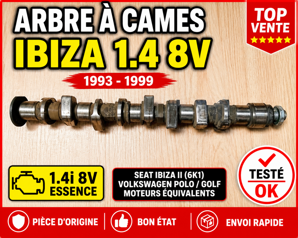 ARBRE À CAMES SEAT IBIZA II 6K1 1.4i 8V 1993-1999 VW POLO GOLF – BON ÉTAT