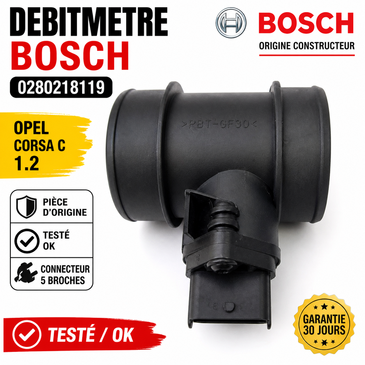 Capteur Débitmètre BOSCH 0280218119 Opel Corsa C 1.2 Testé OK