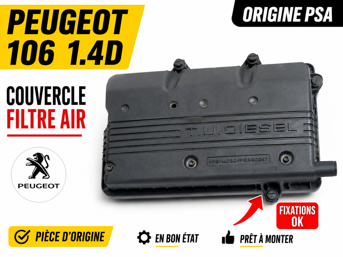COUVERCLE BOITIER FILTRE A AIR PEUGEOT 106 1.4 D DIESEL TU DIESEL ORIGINE PSA
