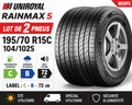Lot de 2 pneus 195/70 R 15 104/102 S  UNIROYAL RAINMAX5