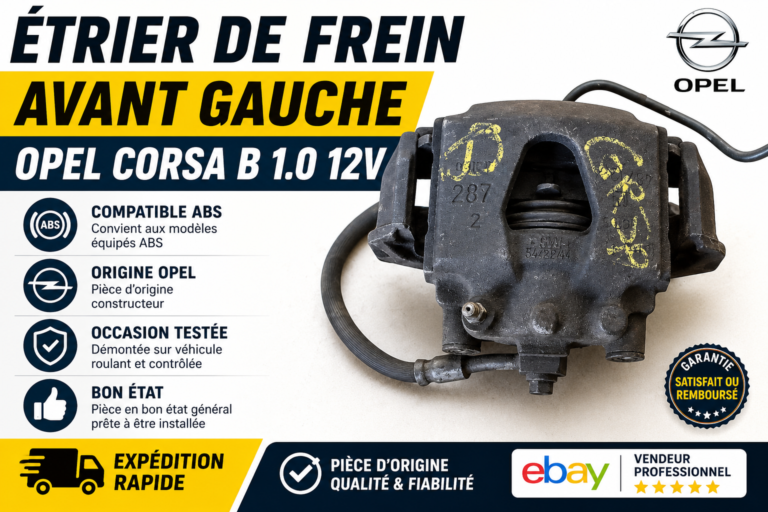 Étrier de Frein Avant gauche Opel Corsa B 1.0 12V ABS Origine OEM