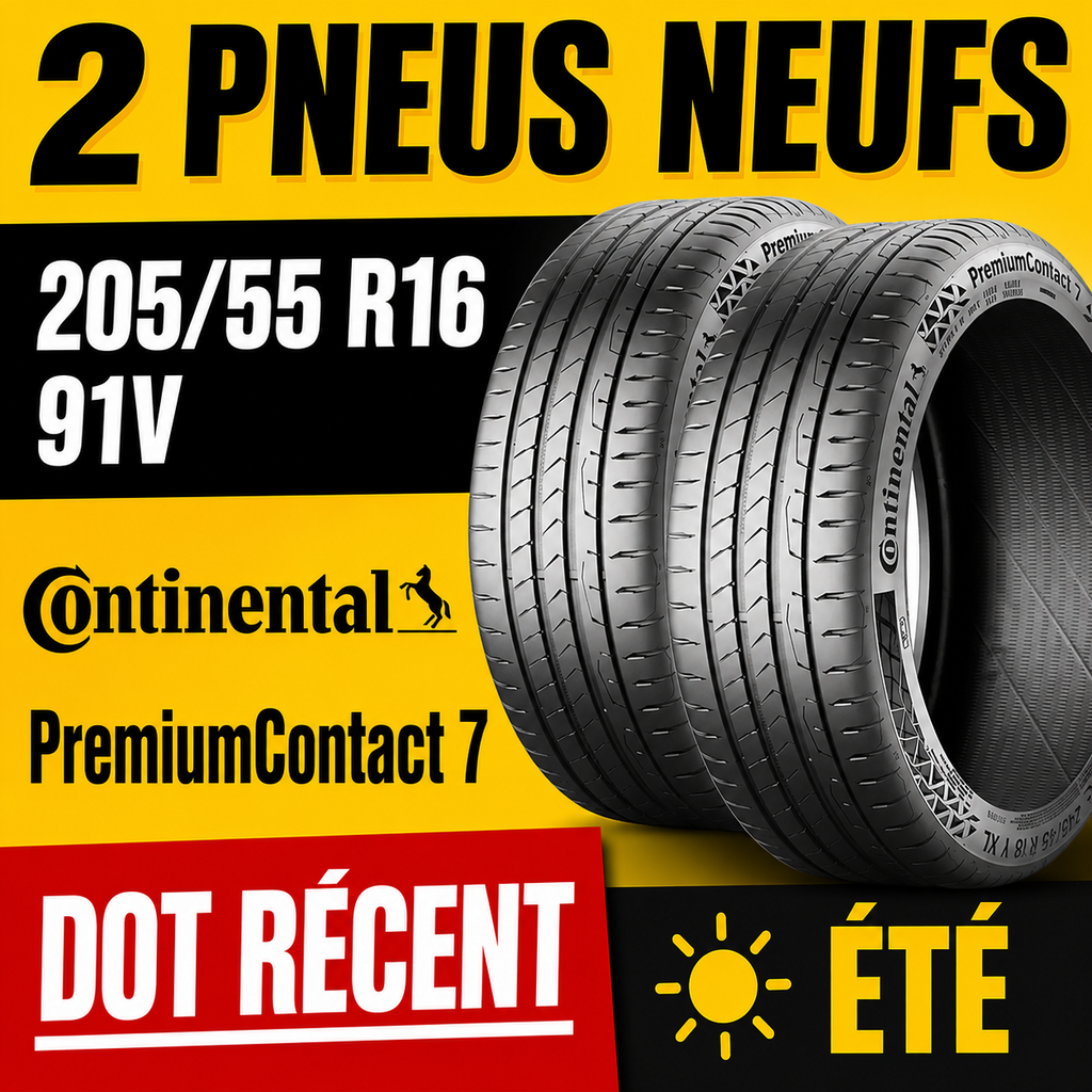 2 pneus Continental PremiumContact 7 205/55 R16 91V – Été – Neuf – DOT récent