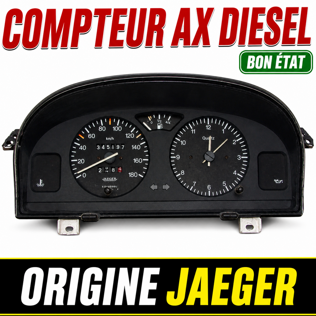 COMPTEUR CITROEN AX DIESEL JAEGER HORLOGE KM/H TABLEAU DE BORD ORIGINE