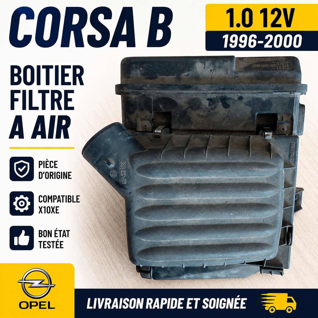 BOITIER FILTRE A AIR OPEL CORSA B 1.0 12V 1996-2000 X10XE AIRBOX ORIGINE