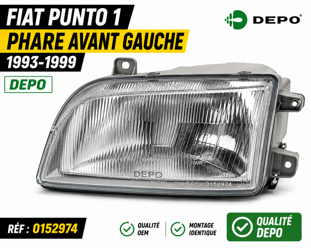 Optique Phare Avant Gauche FIAT Punto I 176A 1993-1999 Réf 0152974