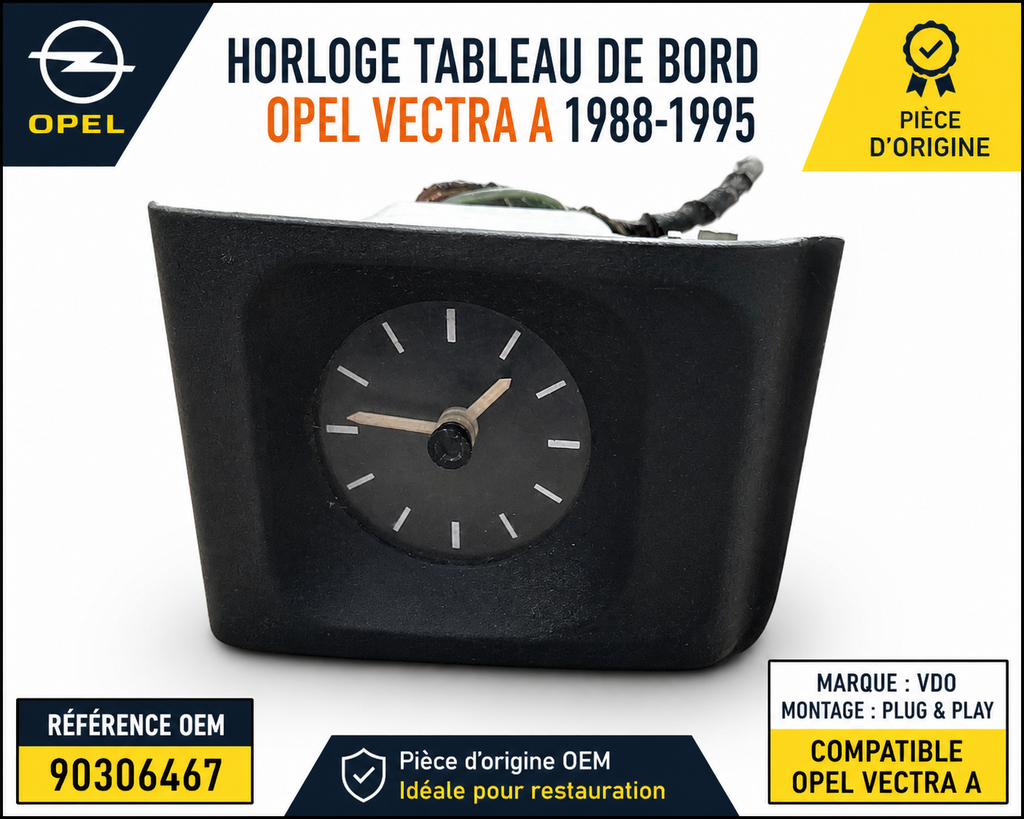 Horloge Tableau de Bord Opel Vectra A 1988-1995 Réf 90306467 OEM VDO