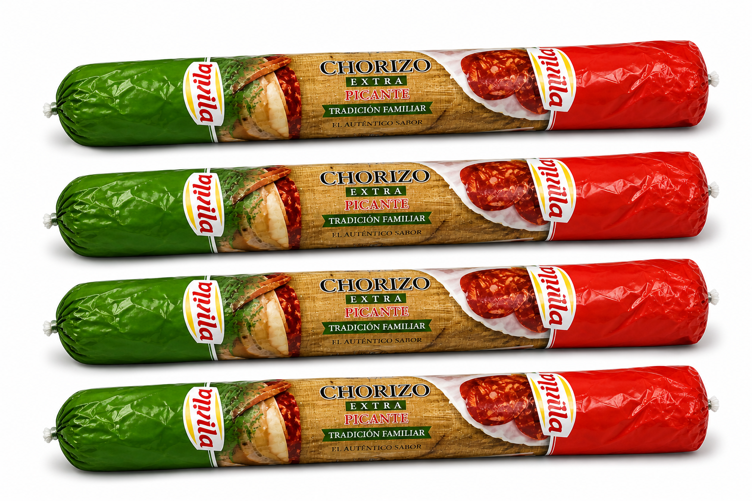 Lot 4x Chorizo Revilla Piquant Espagnol 1,3kg Idéal Apéro Tapas