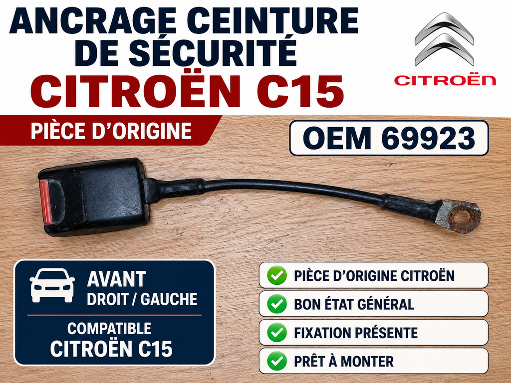 ANCRAGE CEINTURE DE SÉCURITÉ AVD / AVG CITROËN C15 OEM 69923 ORIGINE