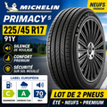 LOT 2 PNEUS MICHELIN PRIMACY 5 225/45 R17 91Y – NEUFS – SILENCE CONFORT PREMIUM